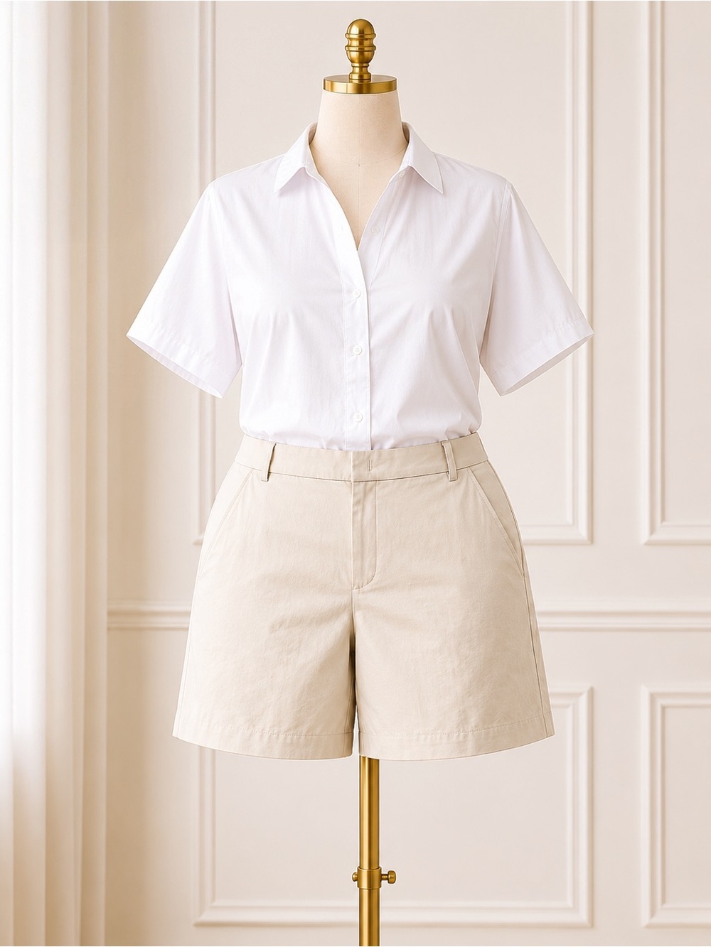 NWT Ministry of Supply Pace Poplin Stretch Shorts Beige Sz 14